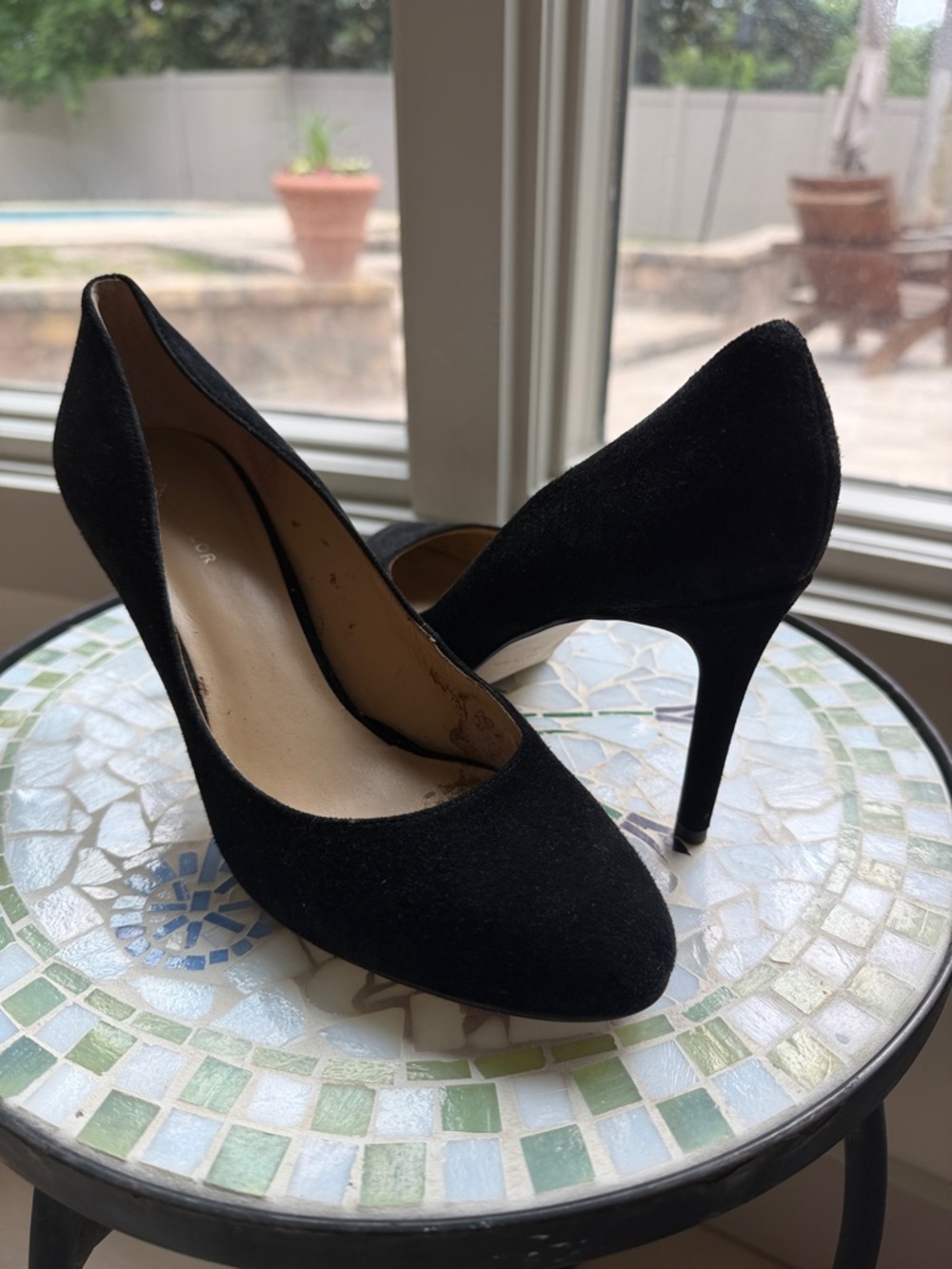 Ann Taylor Black Suede Pointed-Toe Pumps